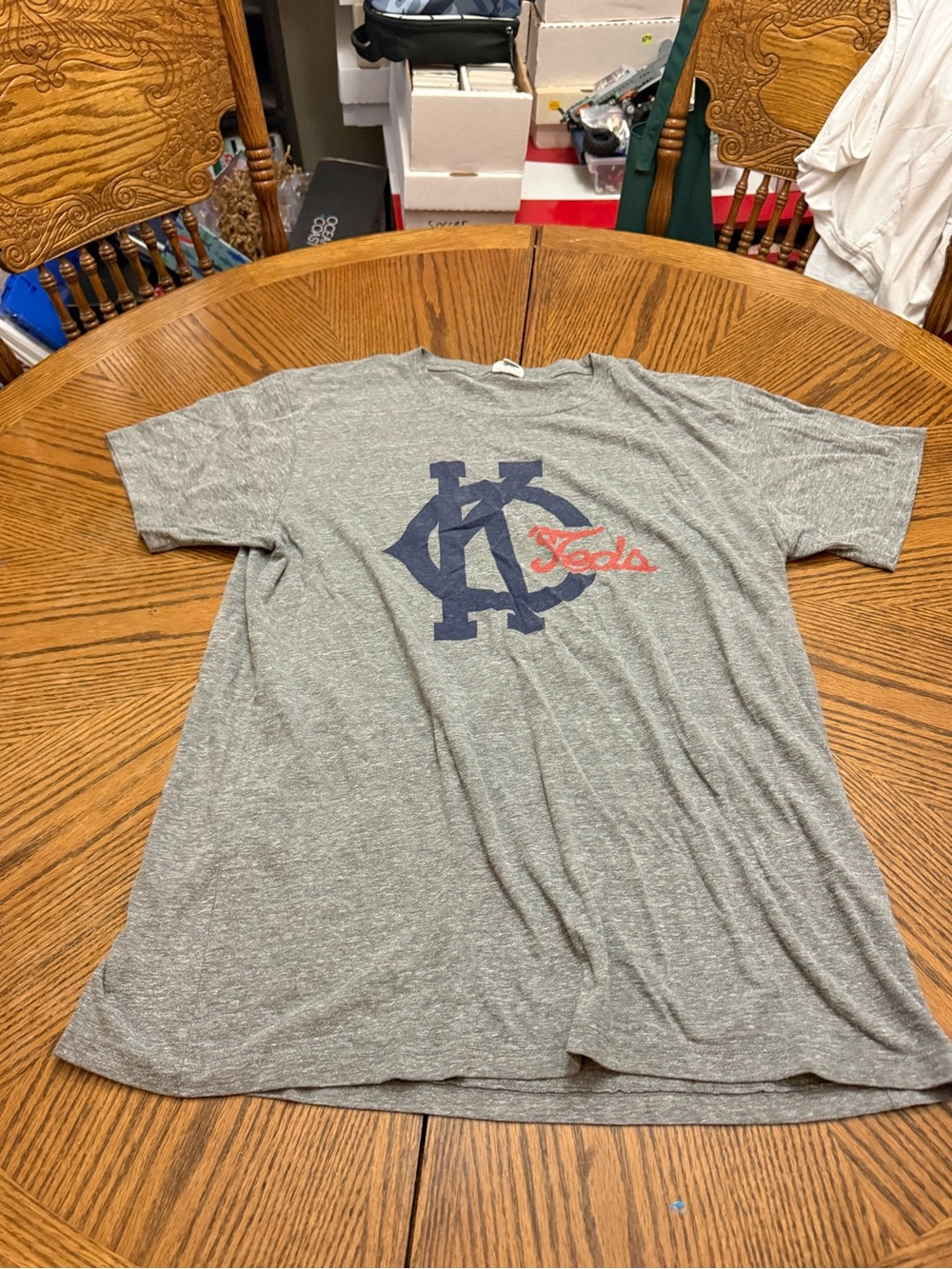 Charlie Hustle KC Heather Gray Graphic Tee with Navy & Red Logo